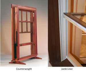 Counterweight and jambliner double hung window