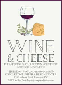 Congleton Lumber Wine & Cheeses Open House for Interior Designers